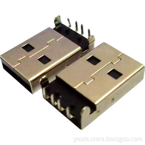 USB connector, 2.0 AM SMT 90, Black, PBT